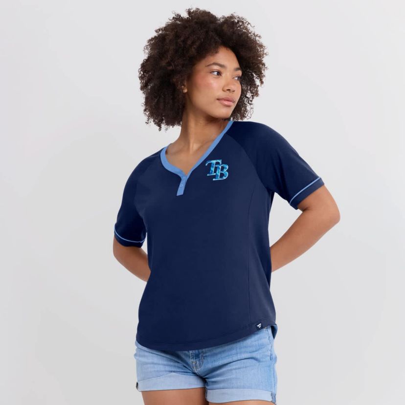 MLB Fanatics Tampa Bay Rays League Diva Star Raglan V-Neck T-Shirt