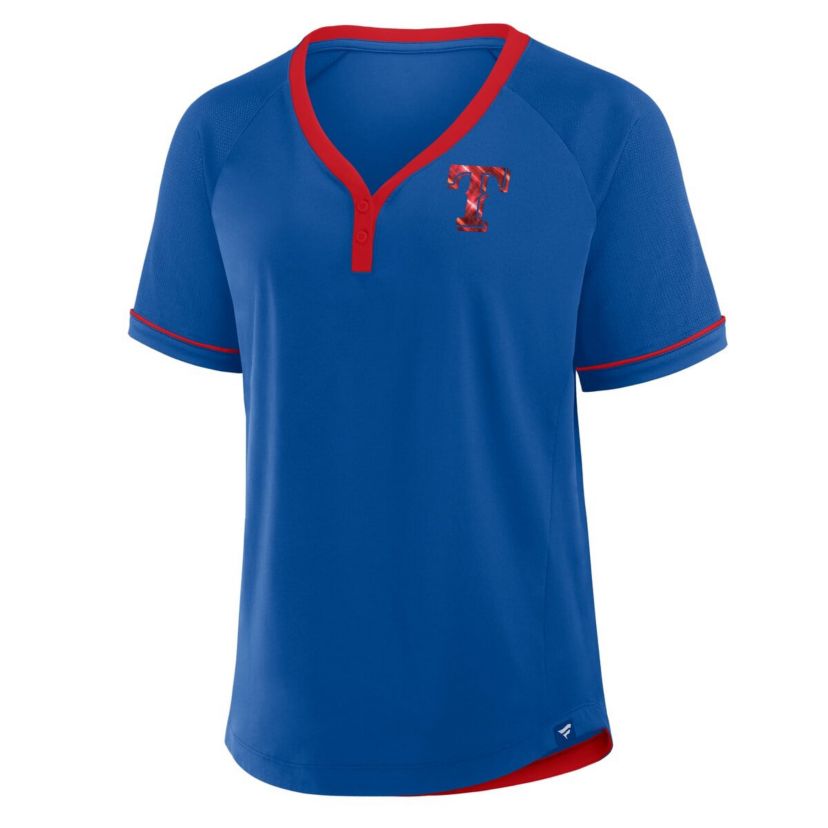MLB Fanatics Texas Rangers League Diva Star Raglan V-Neck T-Shirt