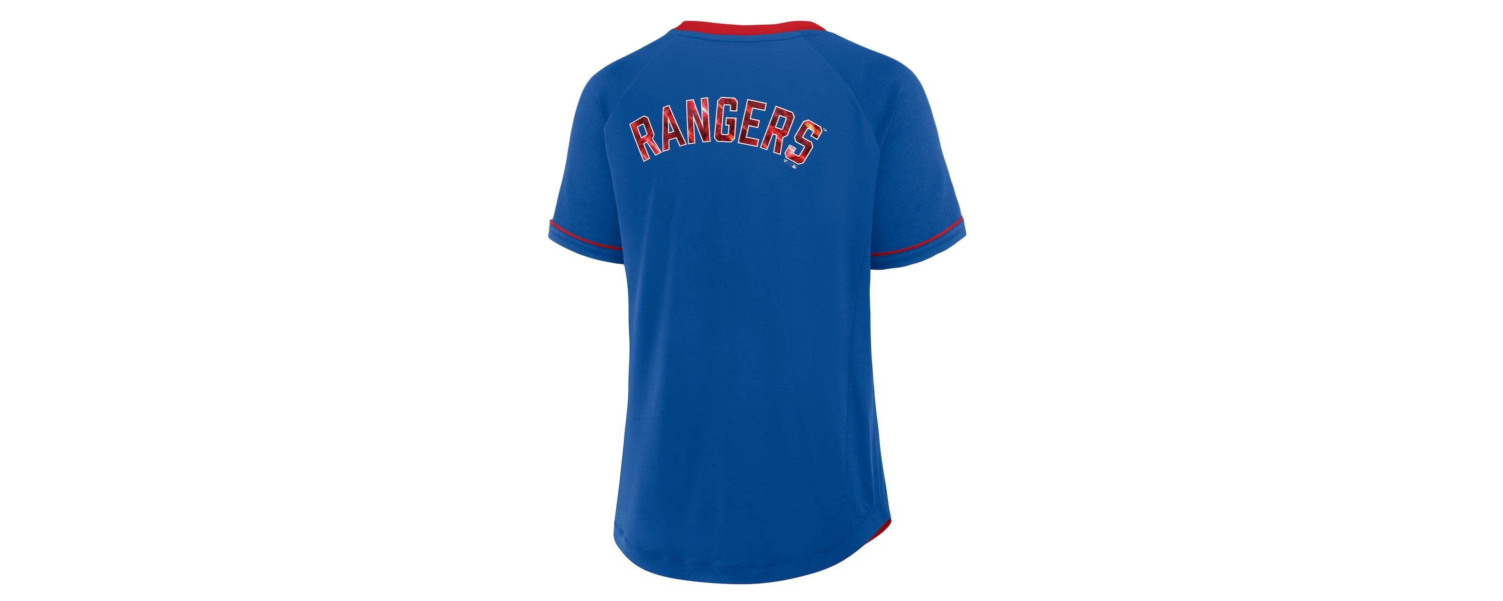 MLB Fanatics Texas Rangers League Diva Star Raglan V-Neck T-Shirt