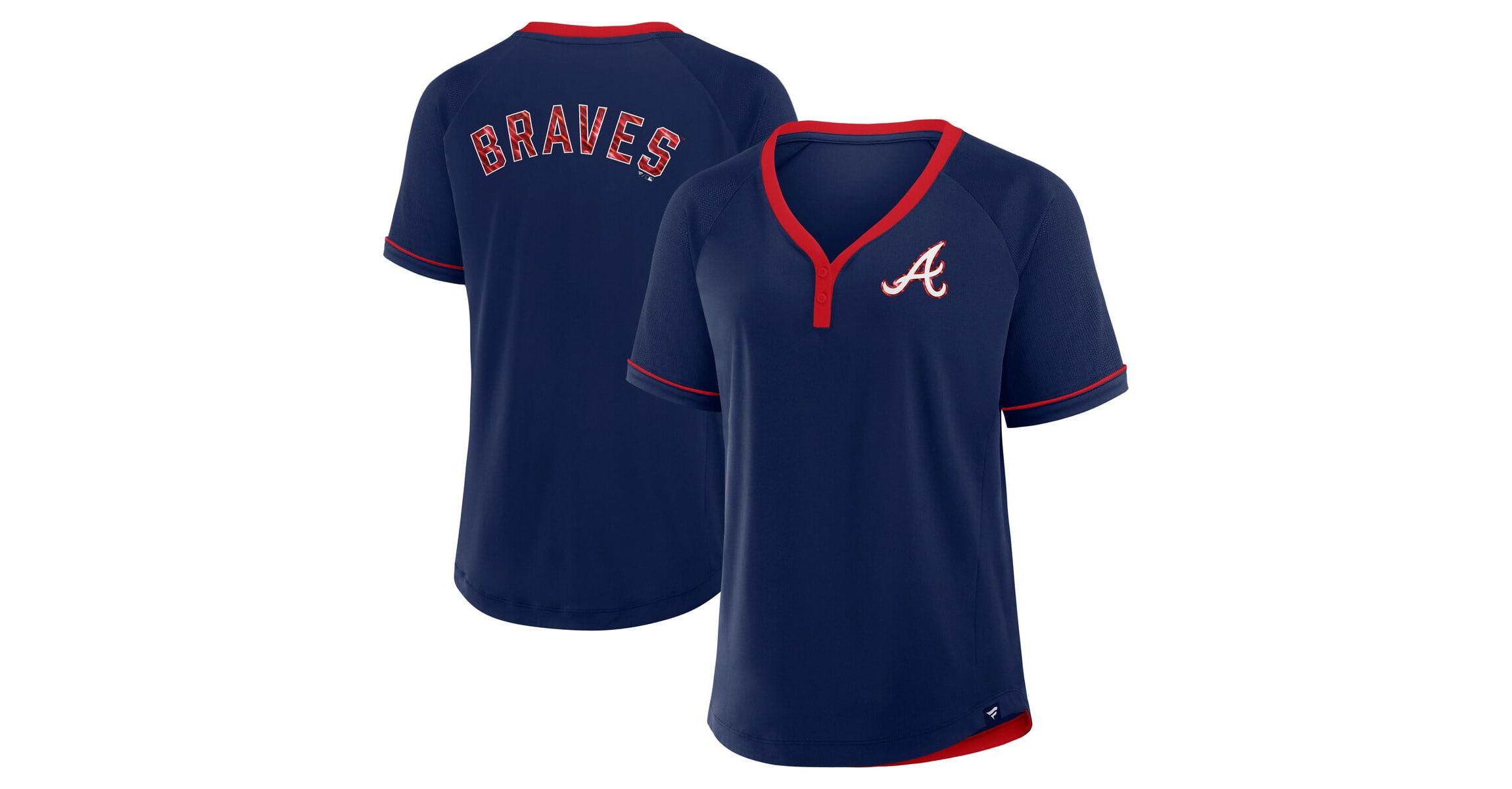 MLB Fanatics Atlanta Braves League Diva Star Raglan V-Neck T-Shirt
