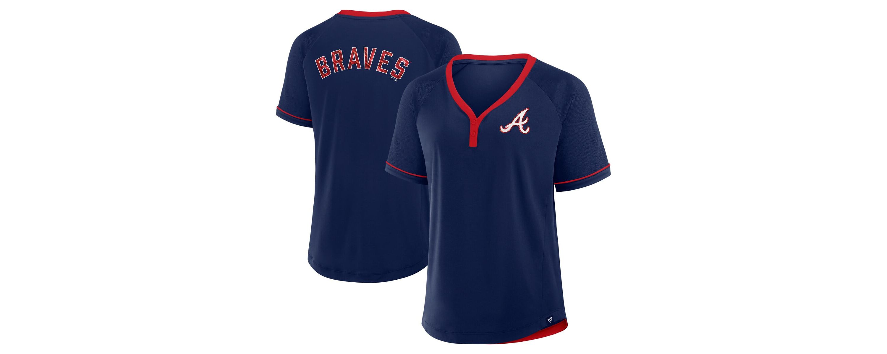 MLB Fanatics Atlanta Braves League Diva Star Raglan V-Neck T-Shirt