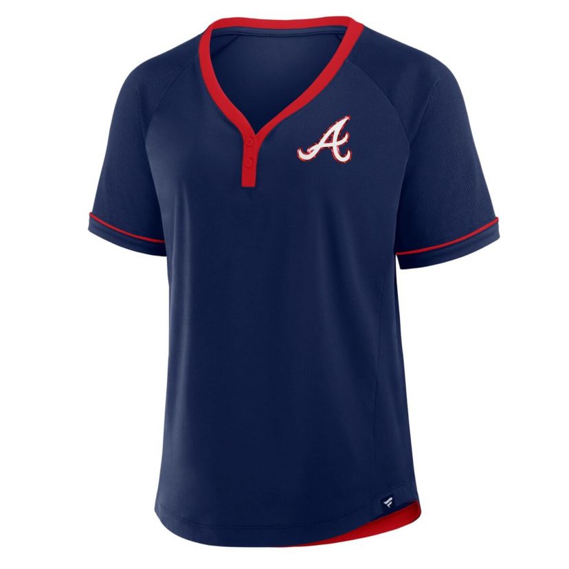 MLB Fanatics Atlanta Braves League Diva Star Raglan V-Neck T-Shirt