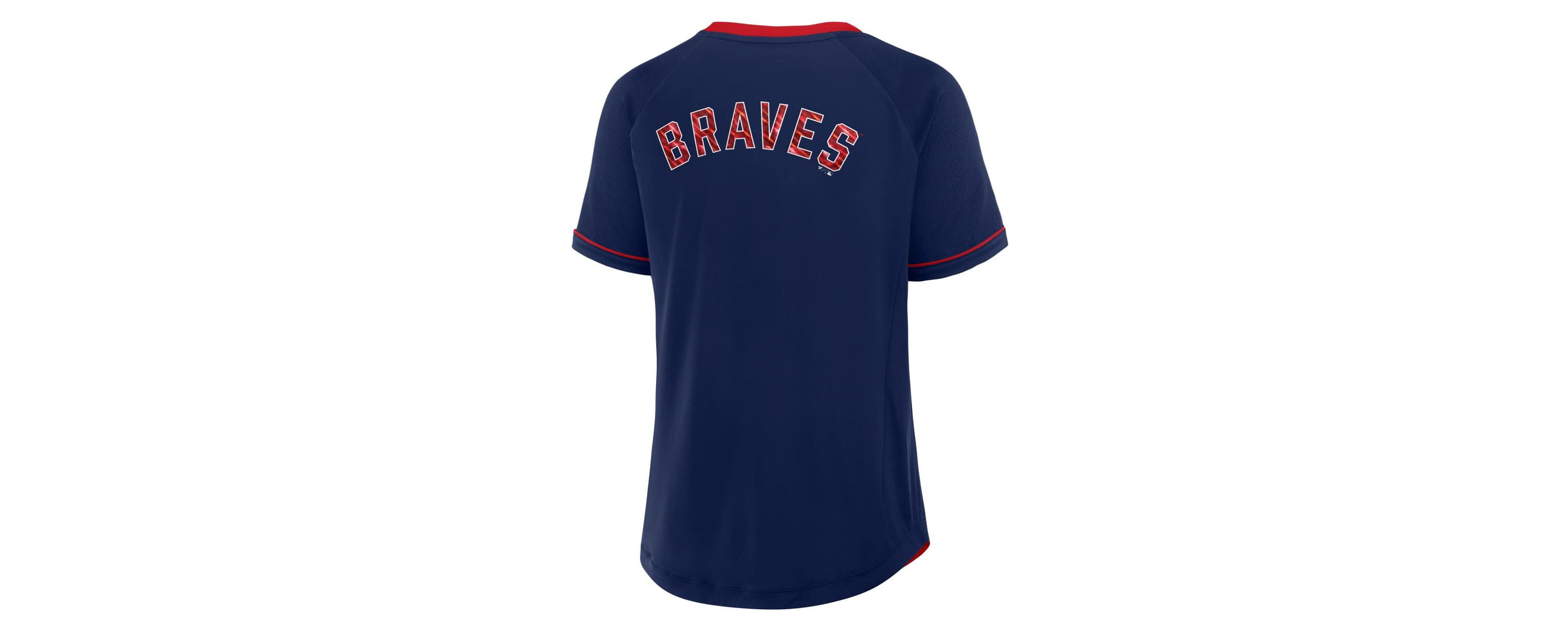 MLB Fanatics Atlanta Braves League Diva Star Raglan V-Neck T-Shirt