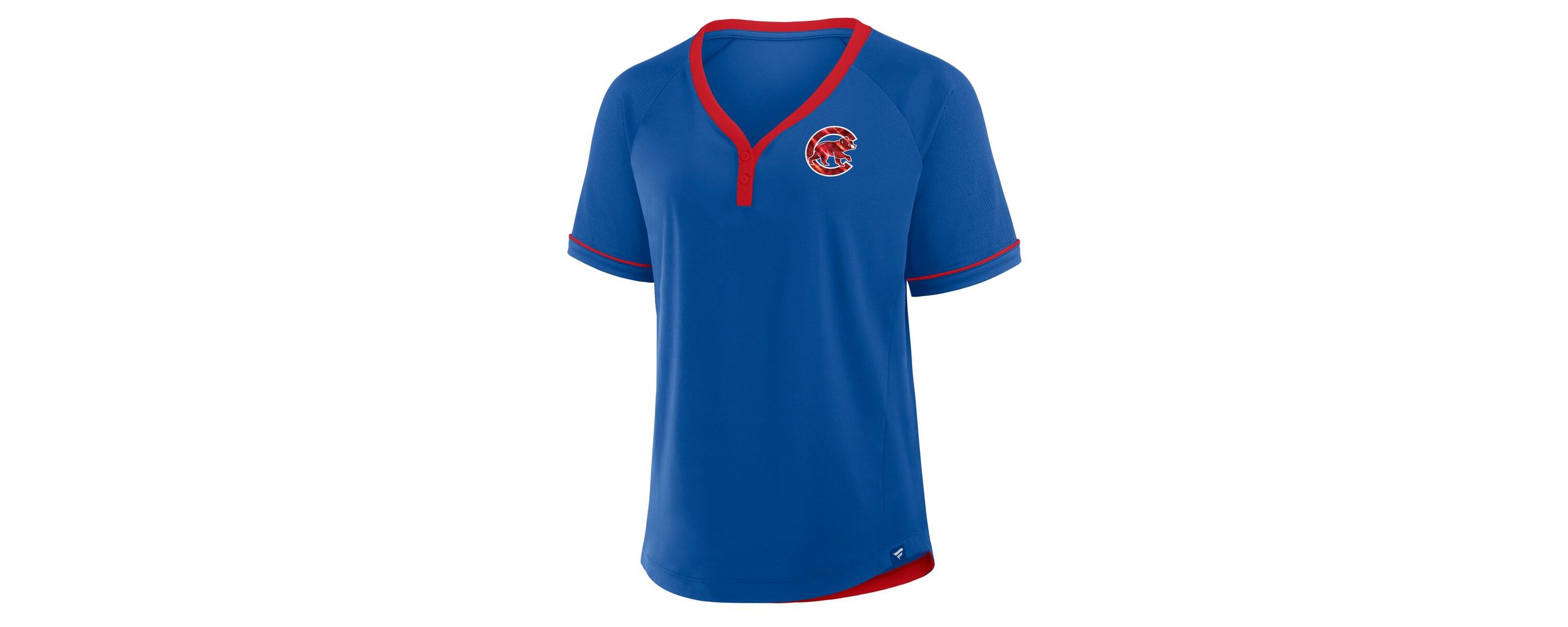 MLB Fanatics Chicago Cubs League Diva Star Raglan V-Neck T-Shirt