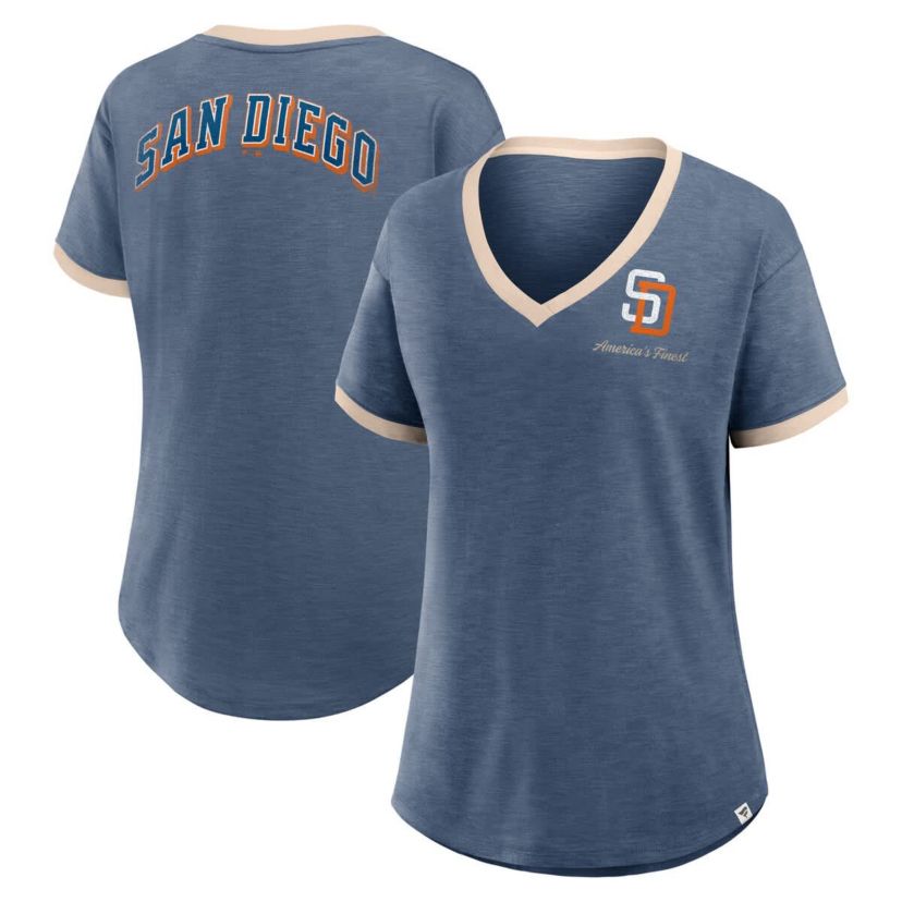 MLB Fanatics San Diego Padres Binge Worthy Stadium Slub V-Neck T-Shirt