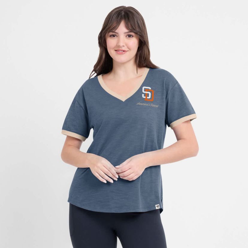 MLB Fanatics San Diego Padres Binge Worthy Stadium Slub V-Neck T-Shirt