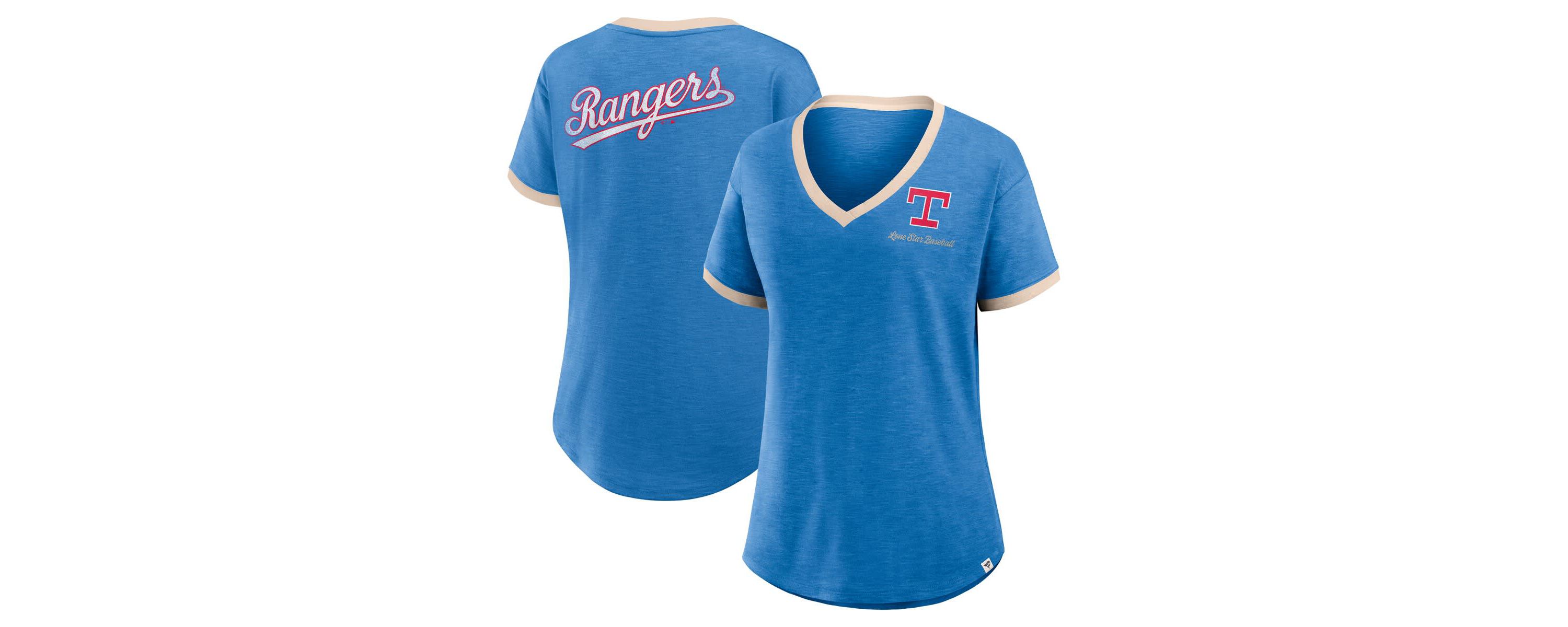 MLB Fanatics Texas Rangers Binge Worthy Stadium Slub V-Neck T-Shirt