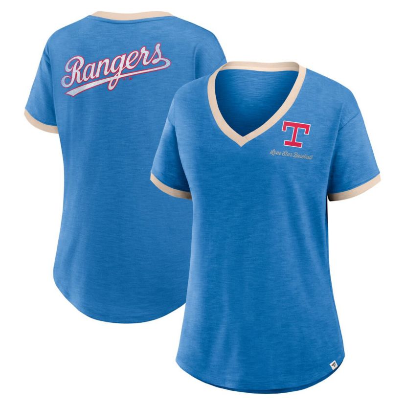 MLB Fanatics Texas Rangers Binge Worthy Stadium Slub V-Neck T-Shirt