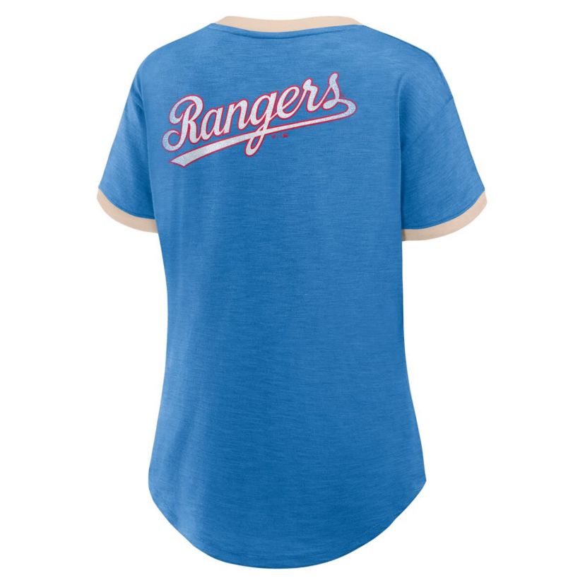 MLB Fanatics Texas Rangers Binge Worthy Stadium Slub V-Neck T-Shirt