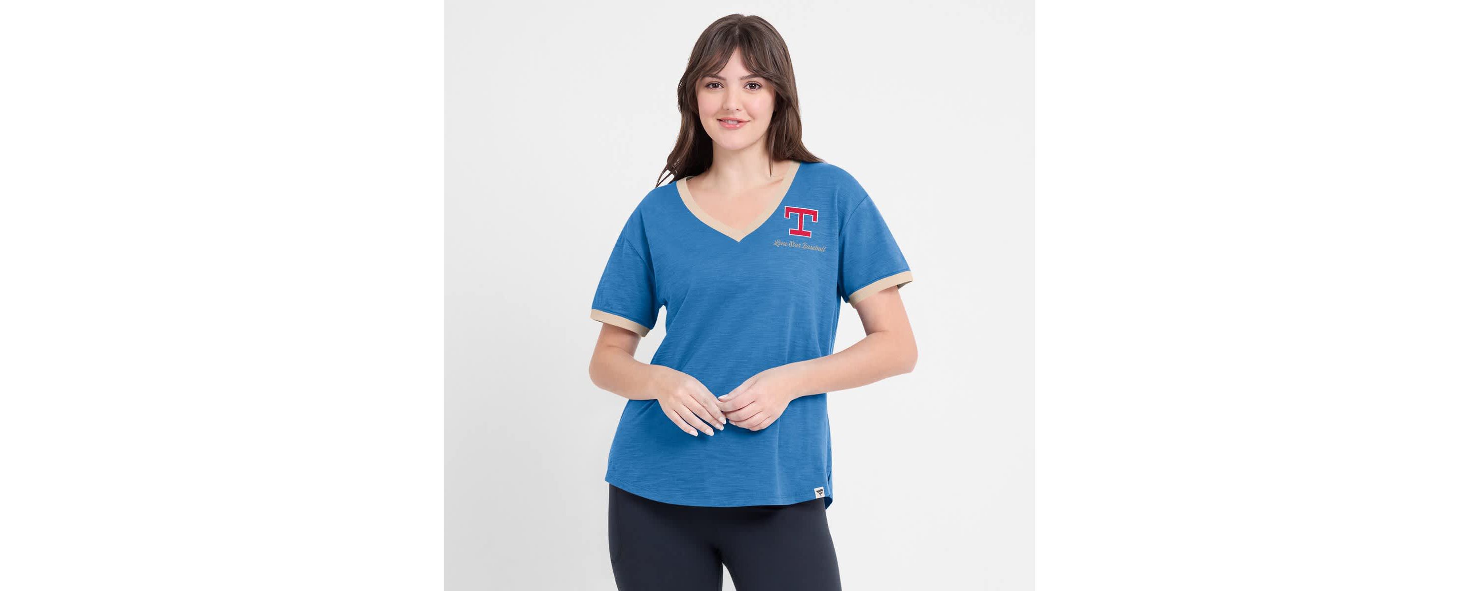 MLB Fanatics Texas Rangers Binge Worthy Stadium Slub V-Neck T-Shirt