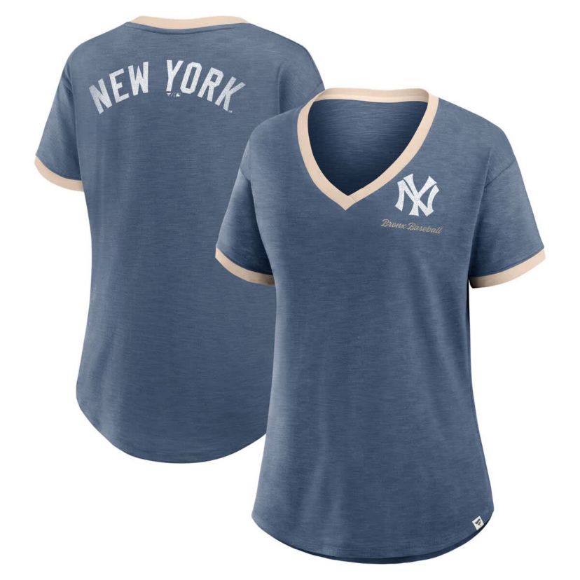 MLB Fanatics New York Yankees Binge Worthy Stadium Slub V-Neck T-Shirt