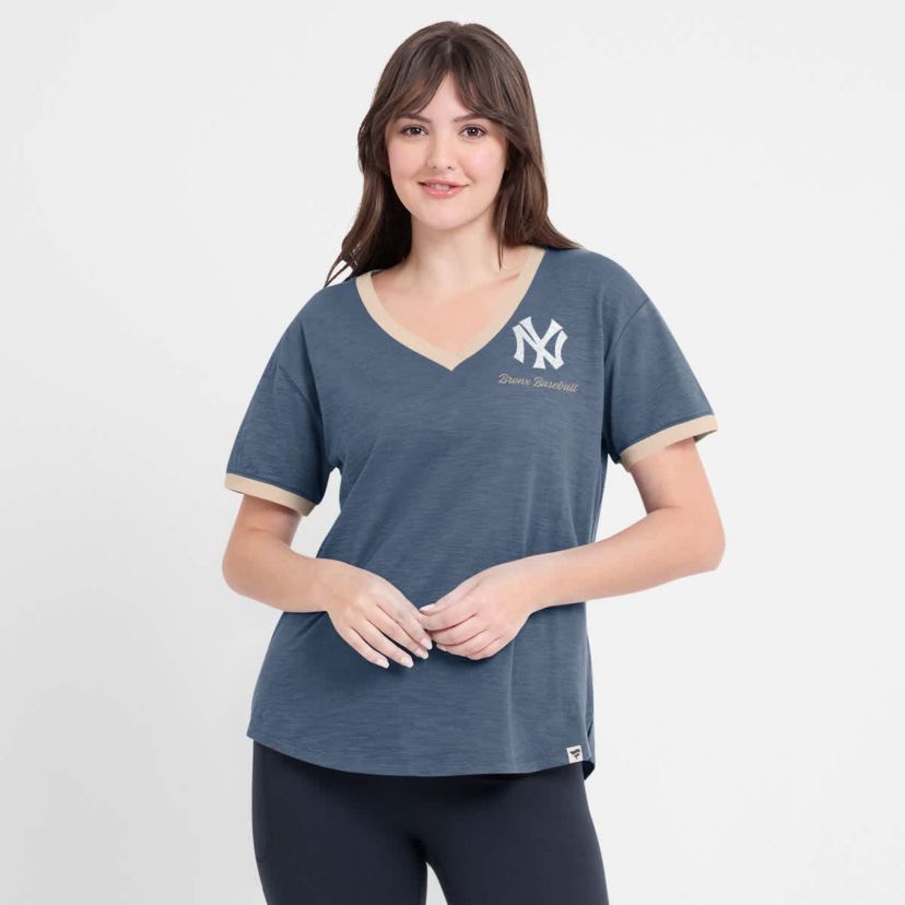 MLB Fanatics New York Yankees Binge Worthy Stadium Slub V-Neck T-Shirt