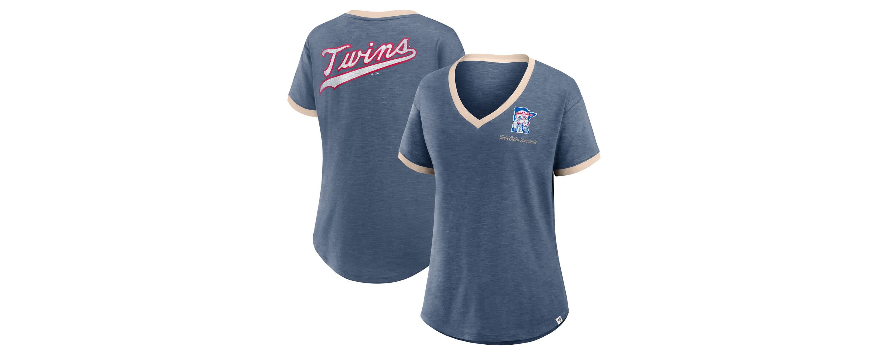 MLB Fanatics Minnesota Twins Binge Worthy Stadium Slub V-Neck T-Shirt