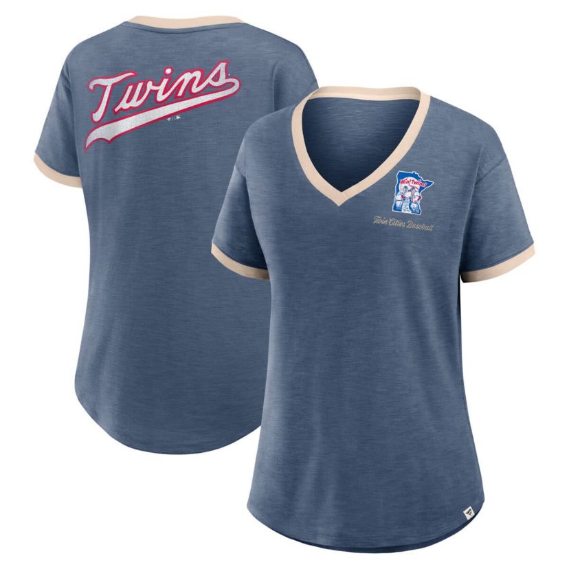 MLB Fanatics Minnesota Twins Binge Worthy Stadium Slub V-Neck T-Shirt