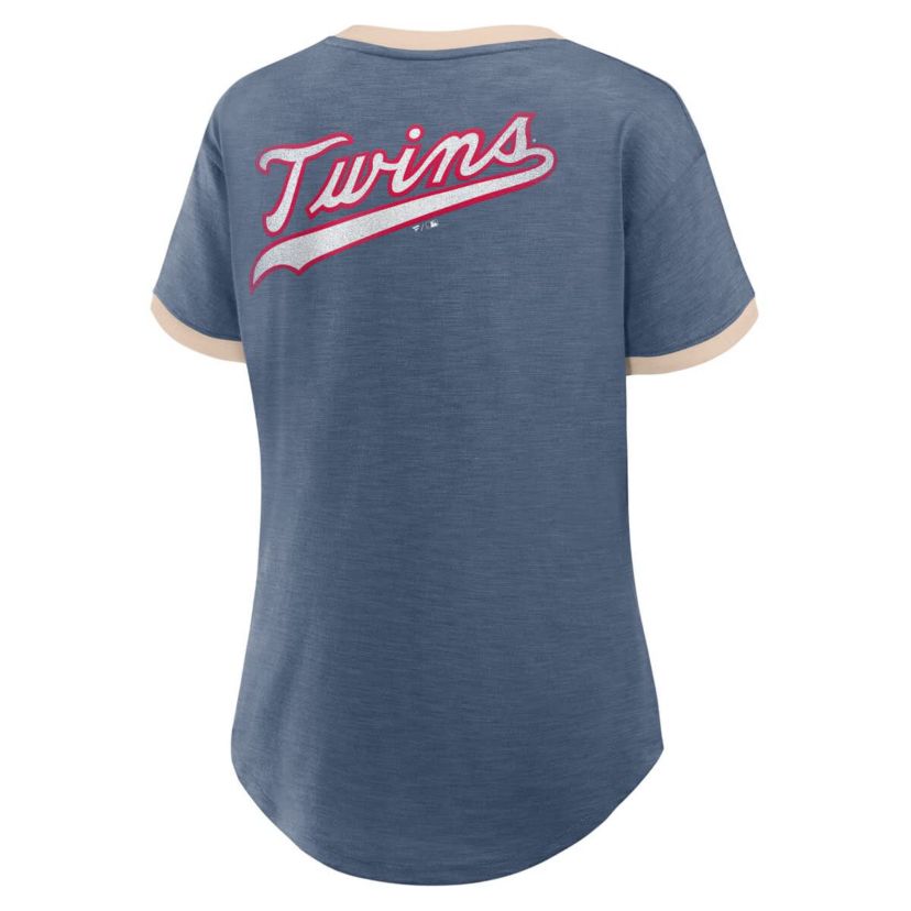 MLB Fanatics Minnesota Twins Binge Worthy Stadium Slub V-Neck T-Shirt