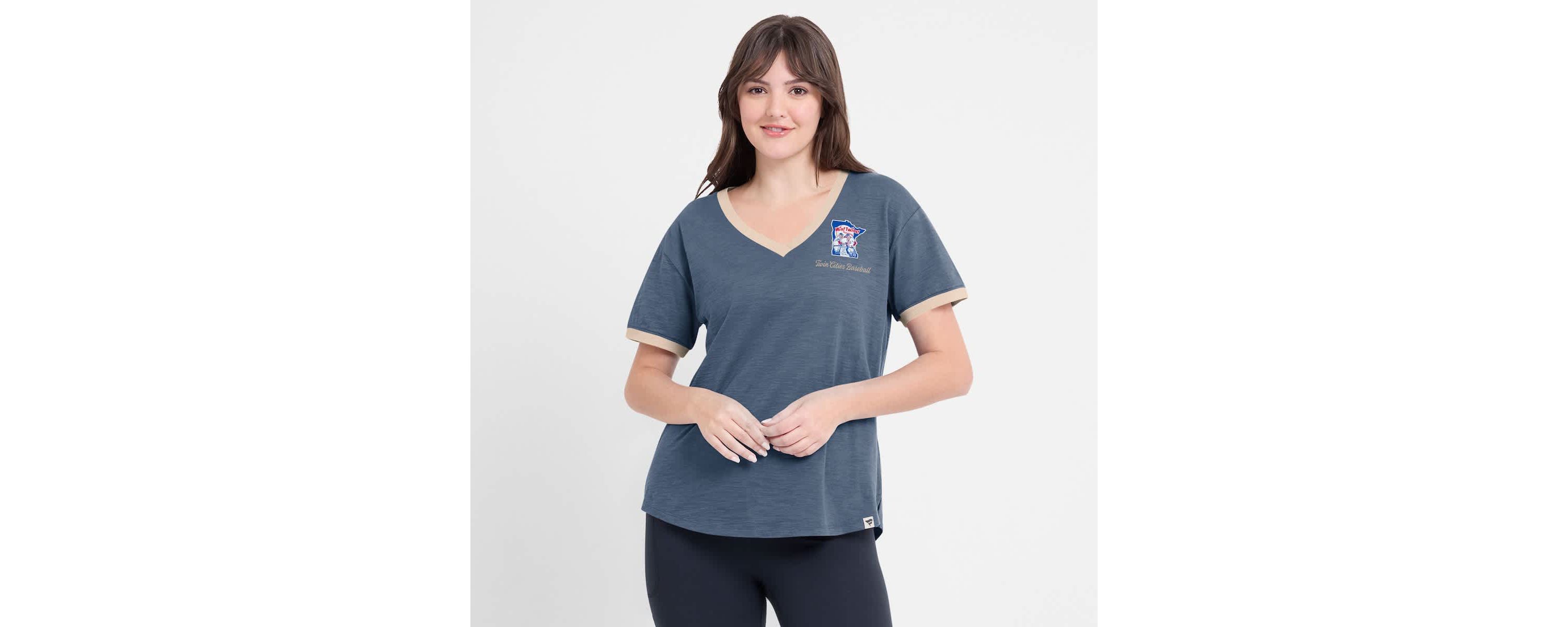 MLB Fanatics Minnesota Twins Binge Worthy Stadium Slub V-Neck T-Shirt