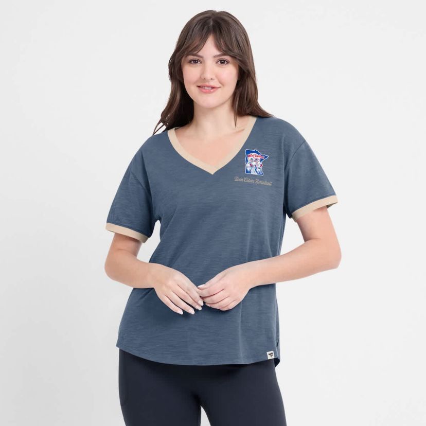 MLB Fanatics Minnesota Twins Binge Worthy Stadium Slub V-Neck T-Shirt