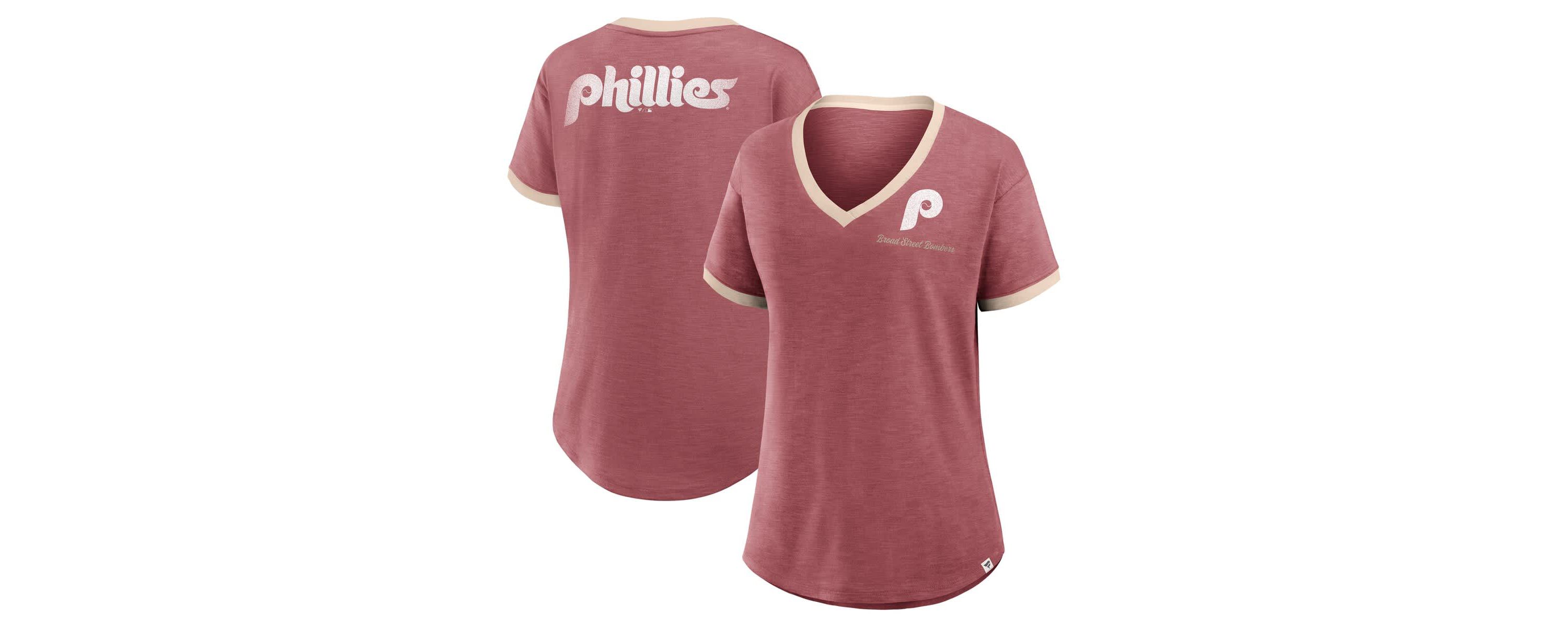 MLB Fanatics Philadelphia Phillies Binge Worthy Stadium Slub V-Neck T-Shirt