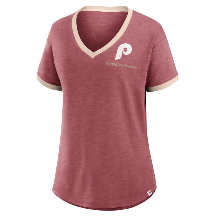 MLB Fanatics Philadelphia Phillies Binge Worthy Stadium Slub V-Neck T-Shirt