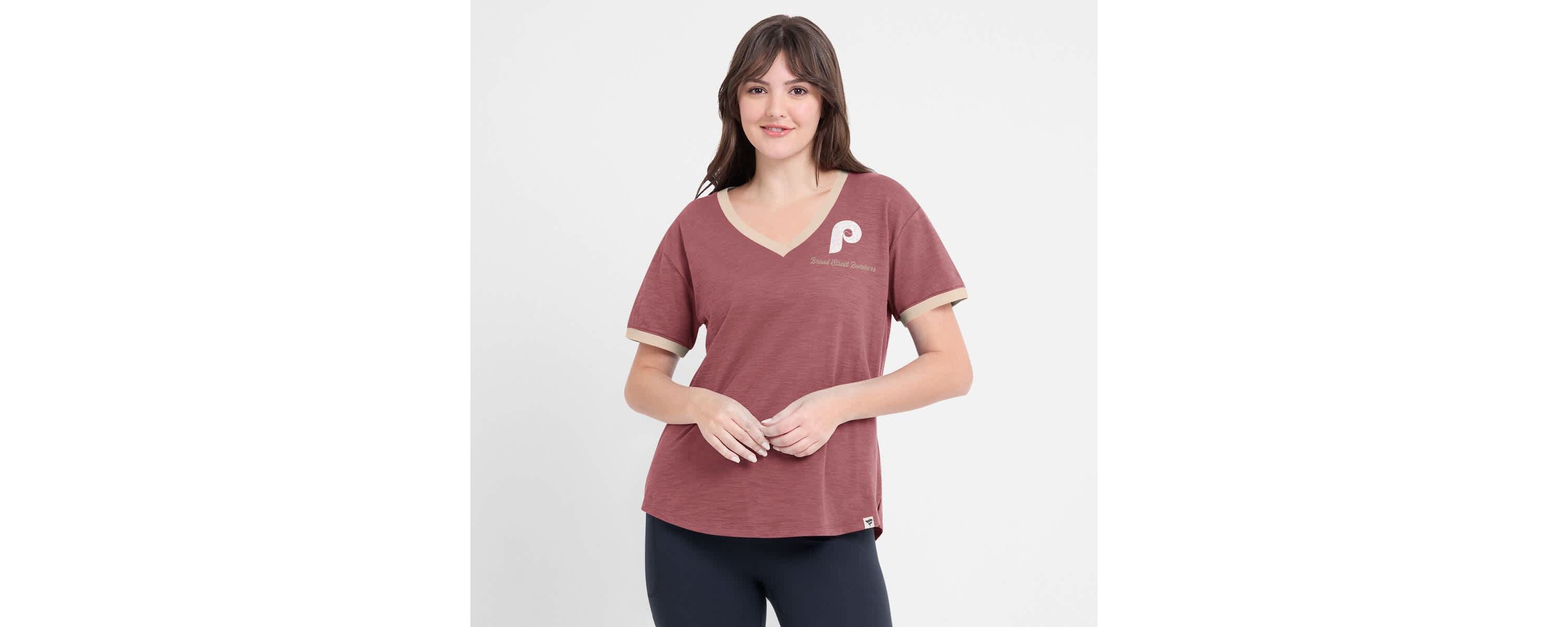 MLB Fanatics Philadelphia Phillies Binge Worthy Stadium Slub V-Neck T-Shirt