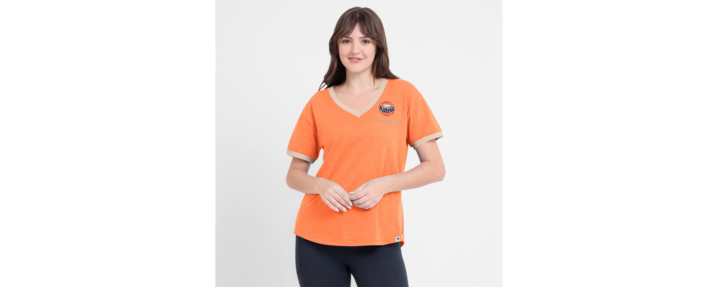 MLB Fanatics Houston Astros Binge Worthy Stadium Slub V-Neck T-Shirt