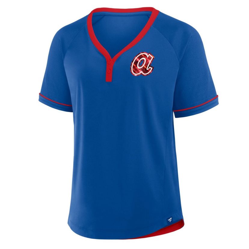 MLB Fanatics Atlanta Braves Cooperstown Collection League Diva Raglan V-Neck T-Shirt