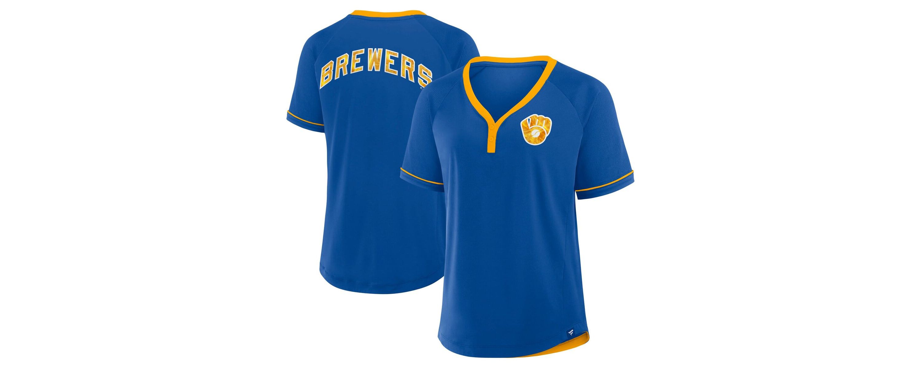 MLB Fanatics Milwaukee Brewers Cooperstown Collection League Diva Raglan V-Neck T-Shirt