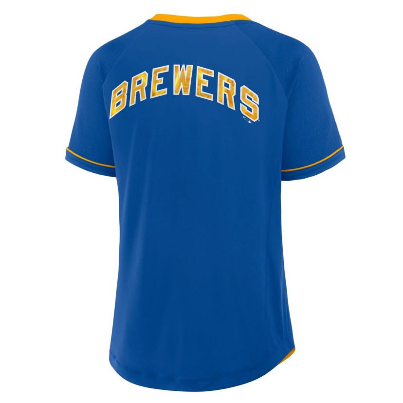 MLB Fanatics Milwaukee Brewers Cooperstown Collection League Diva Raglan V-Neck T-Shirt