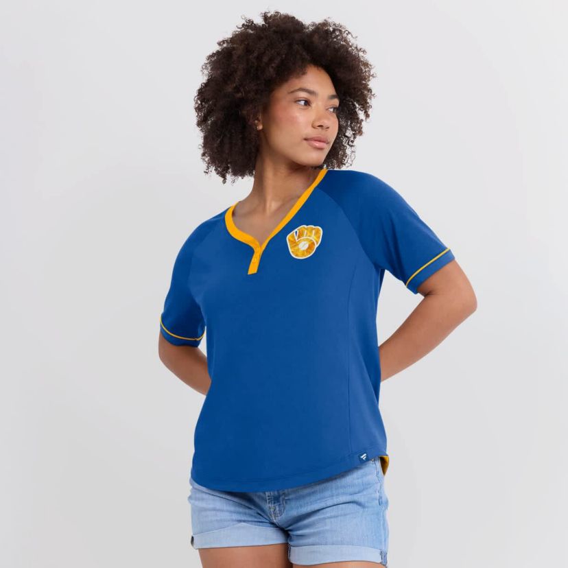 MLB Fanatics Milwaukee Brewers Cooperstown Collection League Diva Raglan V-Neck T-Shirt