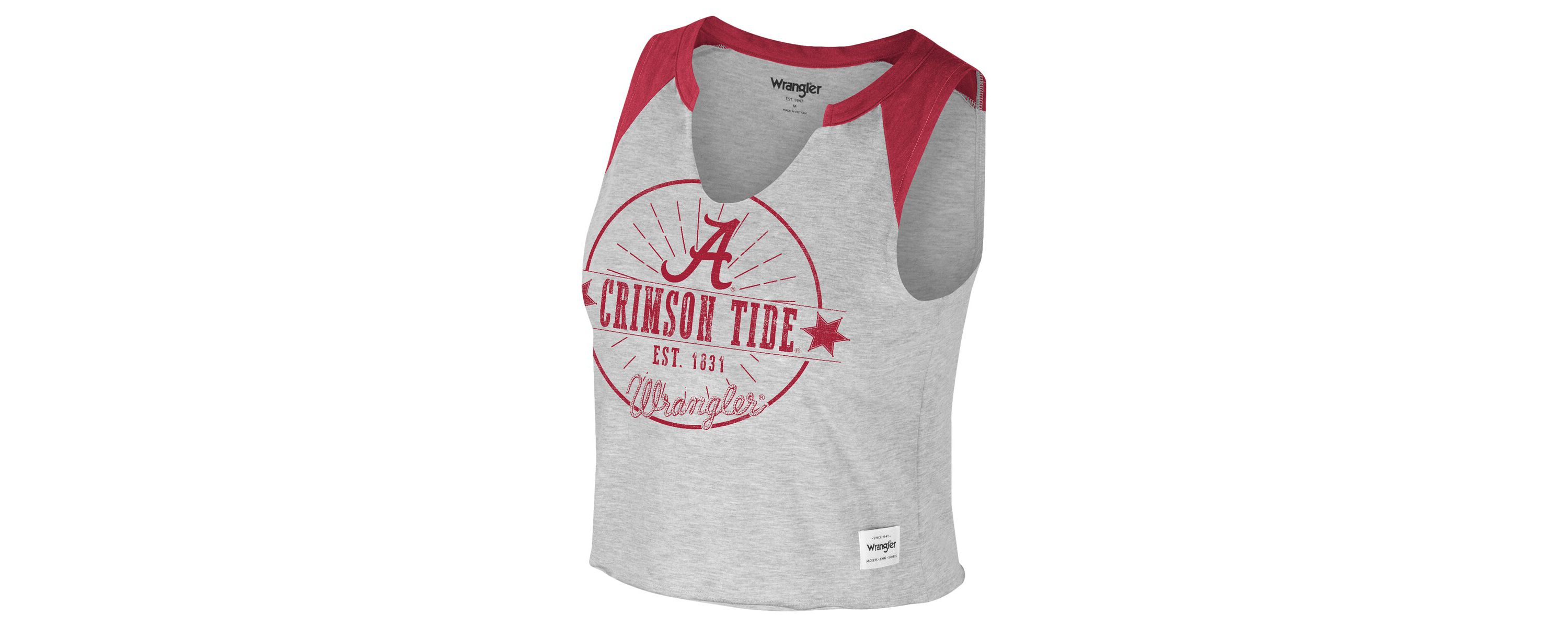 Alabama Crimson Tide NCAA x Wrangler Alabama Tide Vintage Muscle Cropped T-Shirt