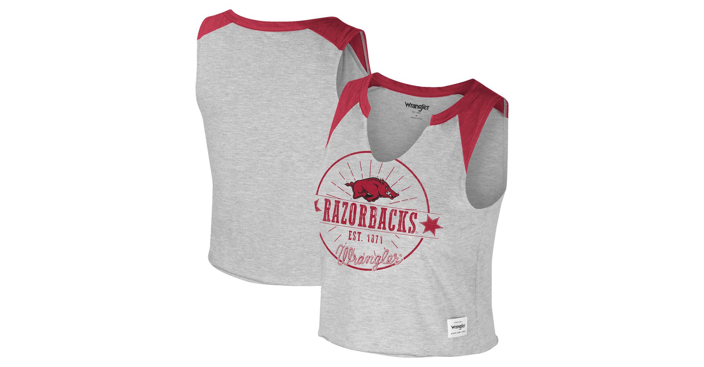 NCAA x Wrangler Arkansas Razorbacks Vintage Muscle Cropped T-Shirt