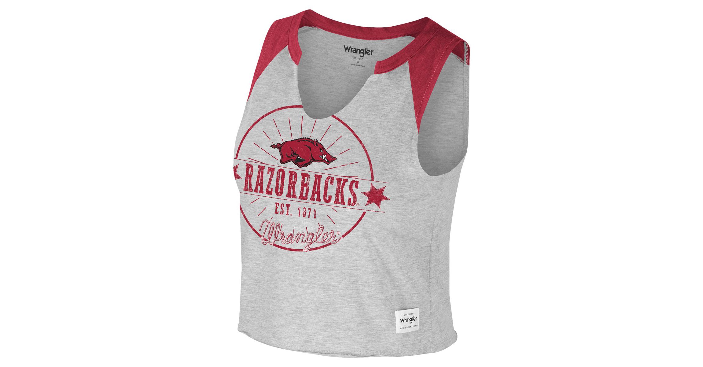 NCAA x Wrangler Arkansas Razorbacks Vintage Muscle Cropped T-Shirt