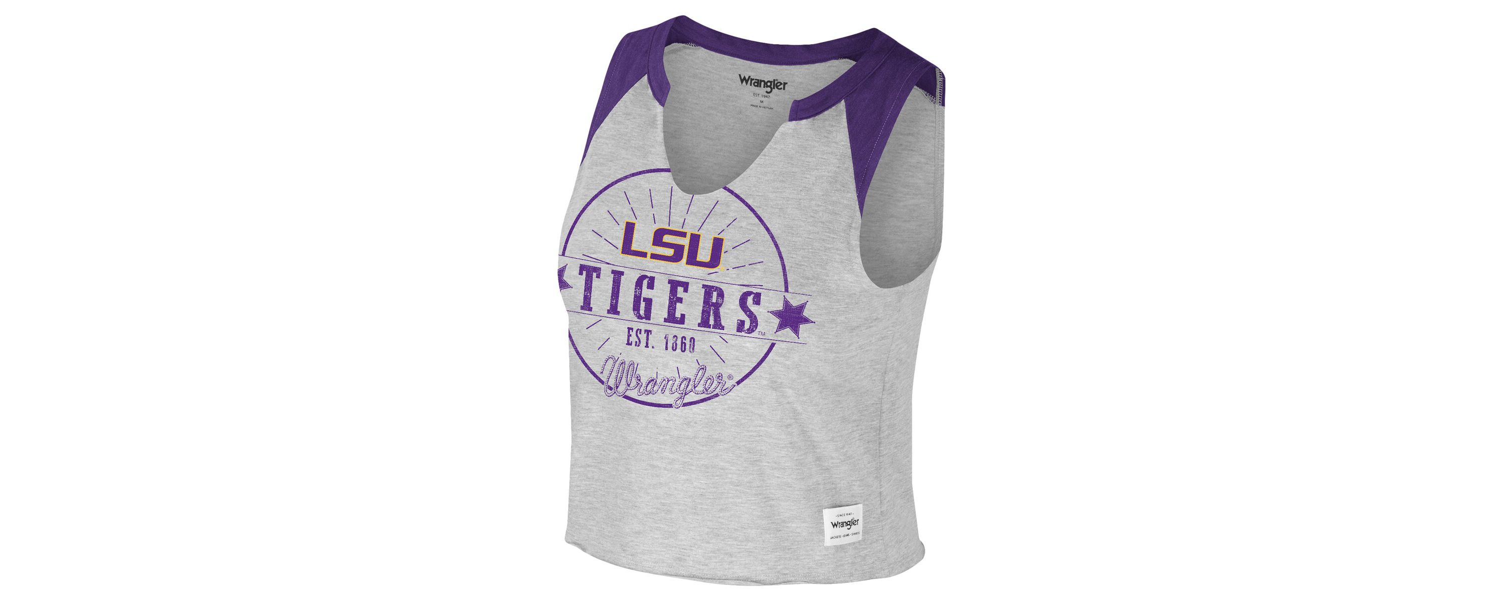 NCAA x Wrangler LSU Tigers Vintage Muscle Cropped T-Shirt