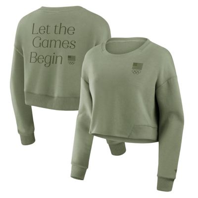 Olympics Fanatics Team USA Studio Tri-Blend Cropped Pullover Sweatshirt