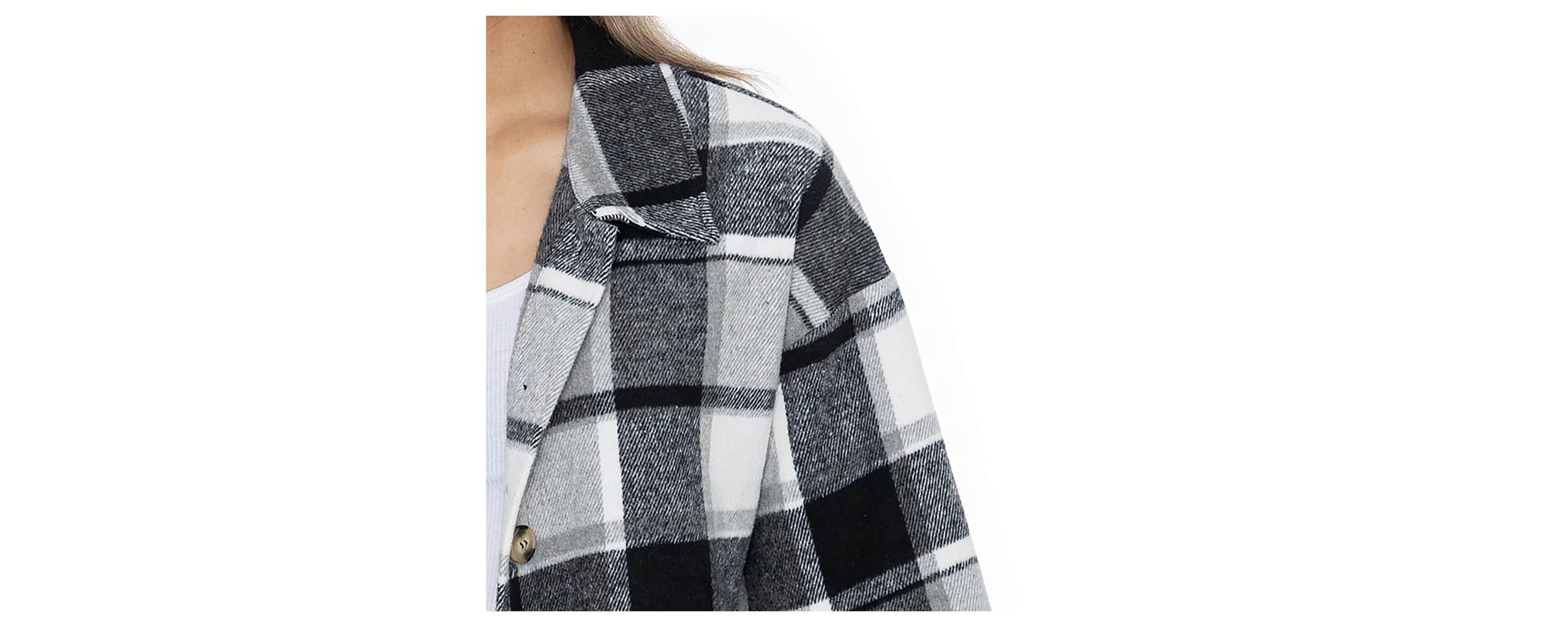NCAA Grey Michigan Wolverines Long Sleeve Brushed Plaid Button-Up Overshirt Jacket