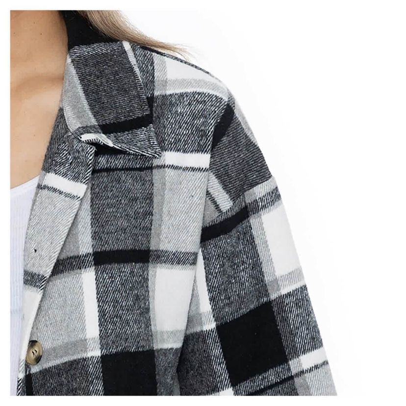 NCAA Grey South Carolina Gamecocks Long Sleeve Brushed Plaid Button-Up Overshirt Jacket