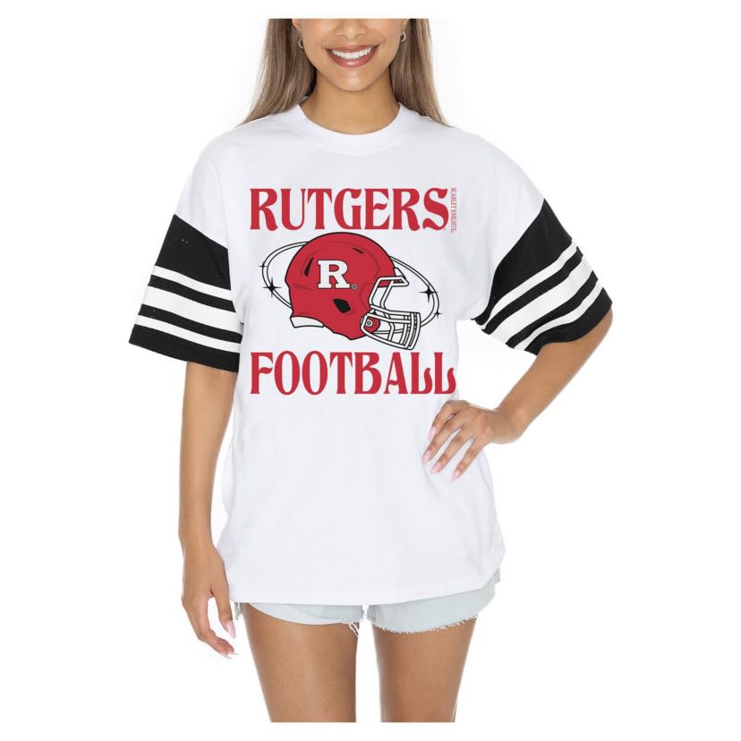 Rutgers Scarlet Knights NCAA Rutgers Knights Starting Lineup Contrast Sporty Oversized T-Shirt