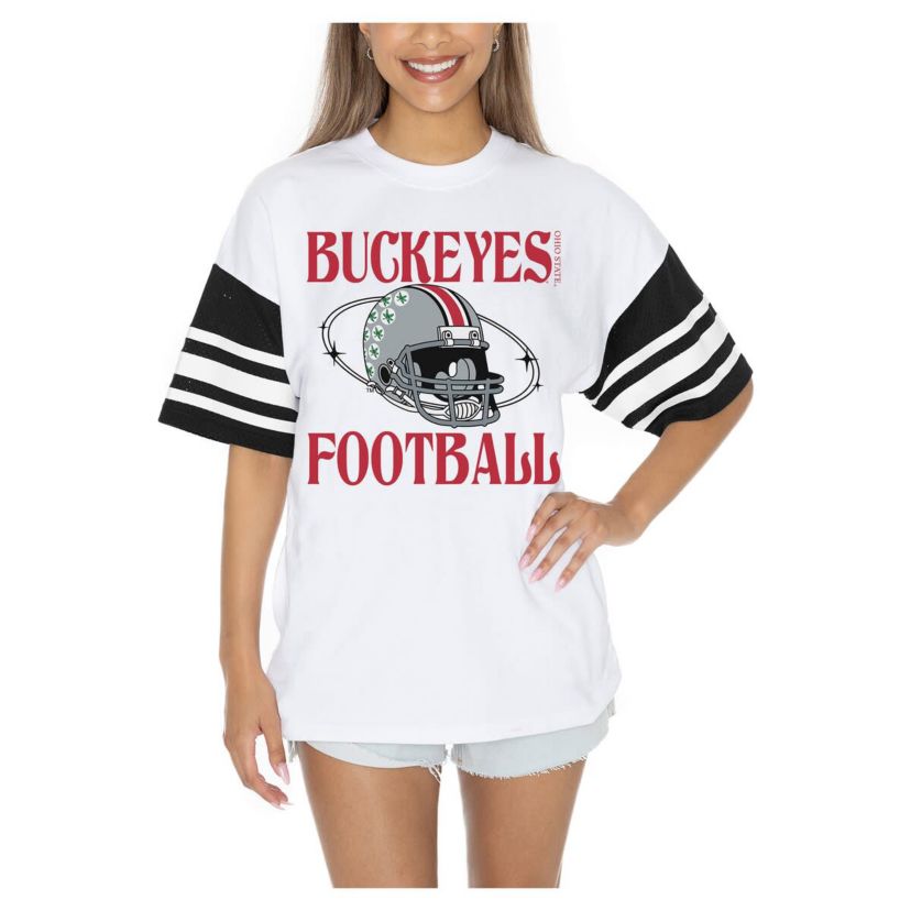 NCAA Ohio State Buckeyes Starting Lineup Contrast Sporty Oversized T-Shirt