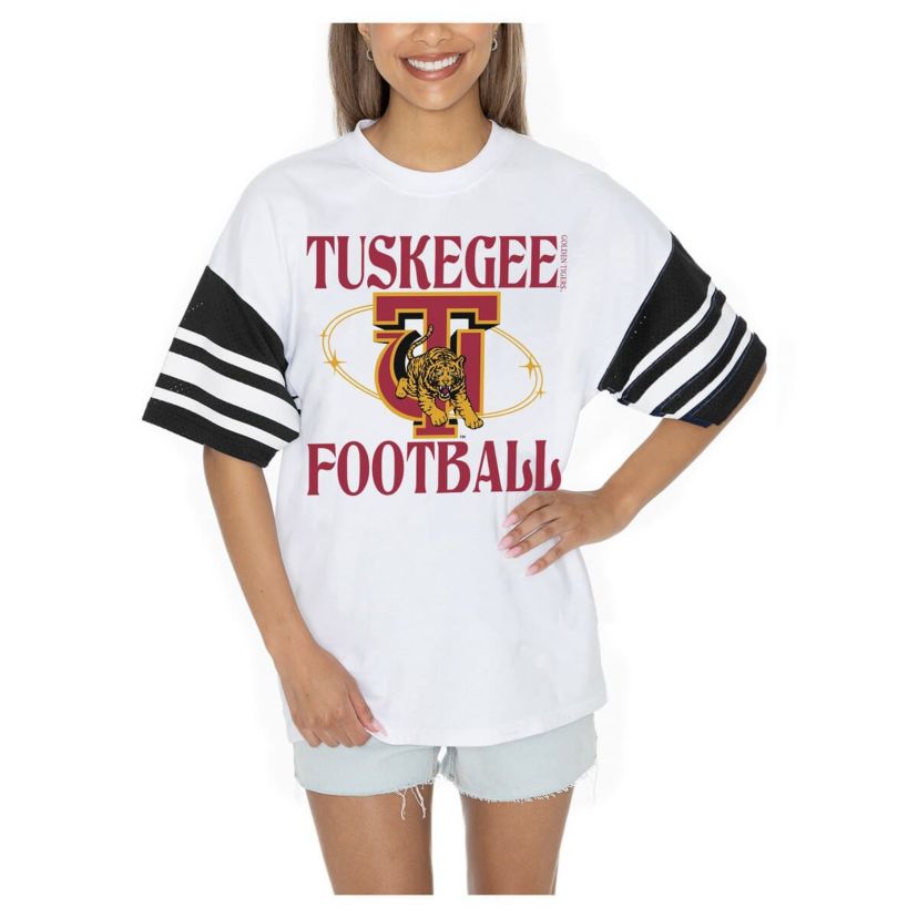 NCAA Tuskegee Golden Tigers Starting Lineup Contrast Sporty Oversized T-Shirt