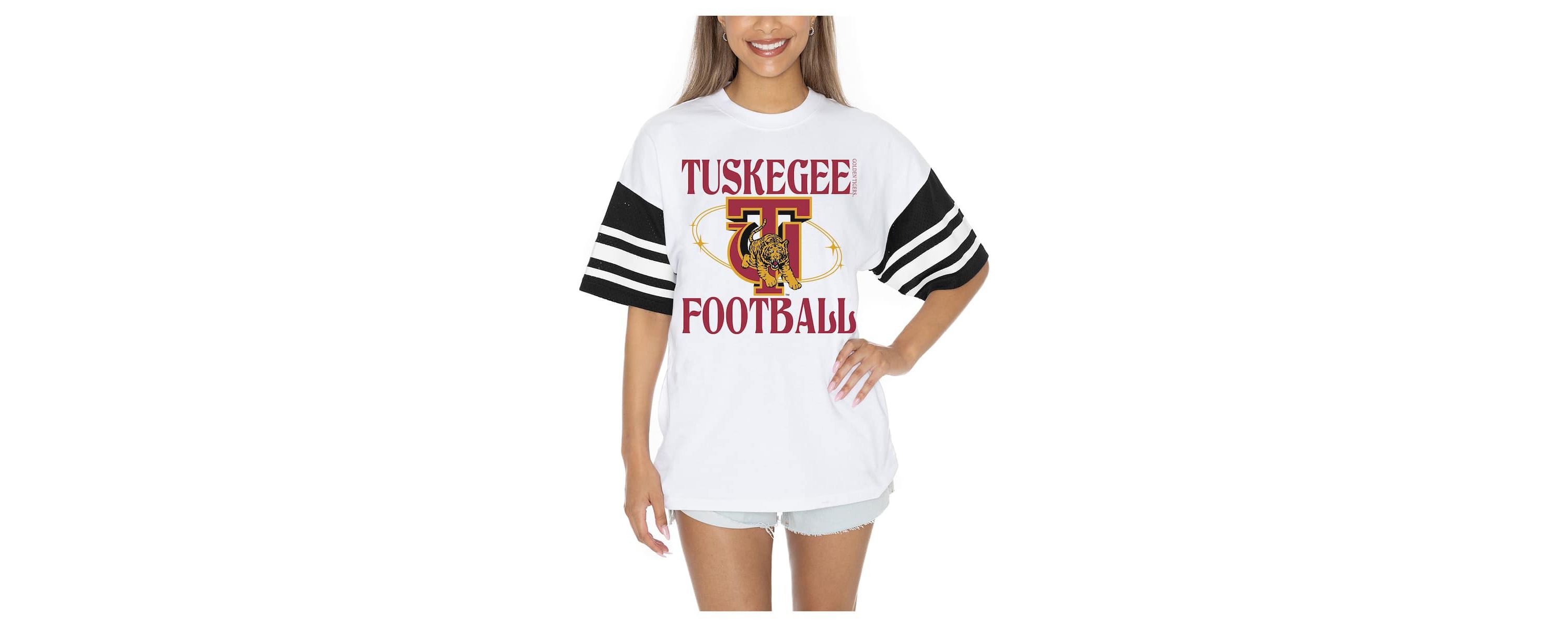 NCAA Tuskegee Golden Tigers Starting Lineup Contrast Sporty Oversized T-Shirt