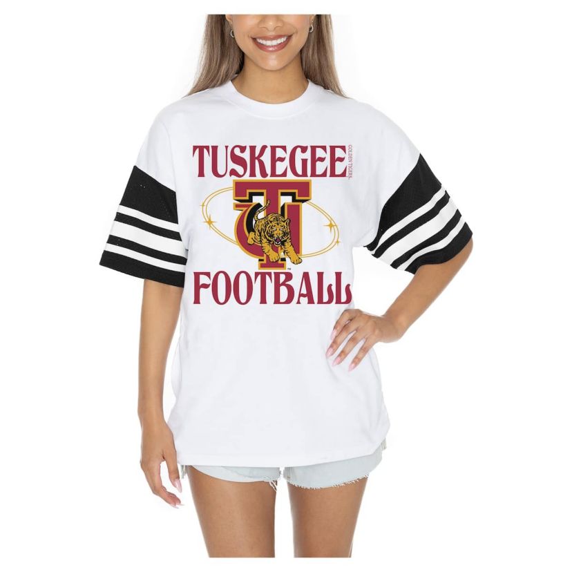 NCAA Tuskegee Golden Tigers Starting Lineup Contrast Sporty Oversized T-Shirt