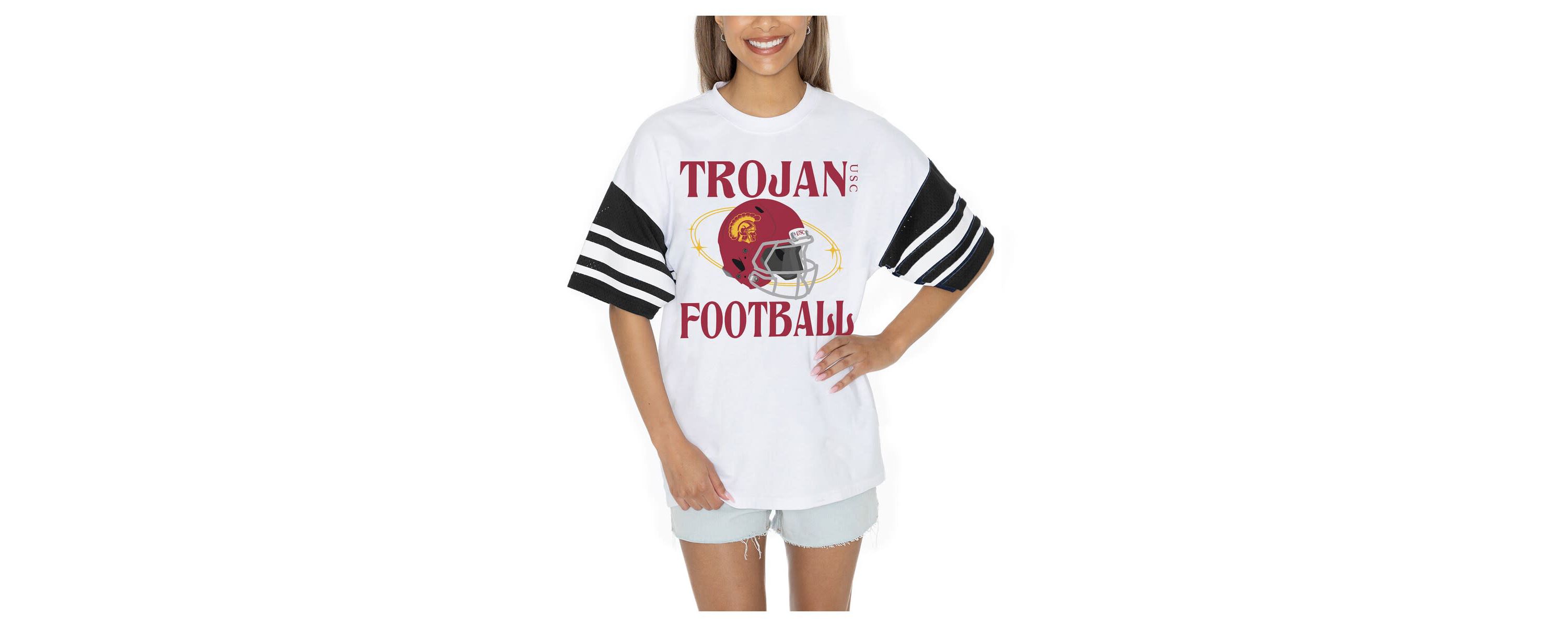 NCAA USC Trojans Starting Lineup Contrast Sporty Oversized T-Shirt