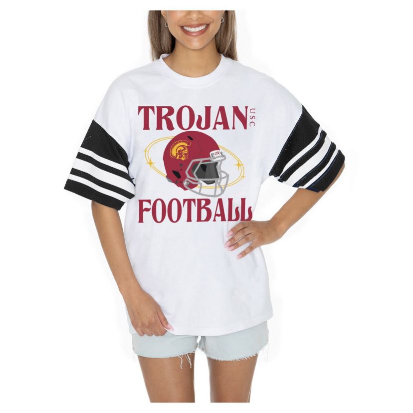 NCAA USC Trojans Starting Lineup Contrast Sporty Oversized T-Shirt