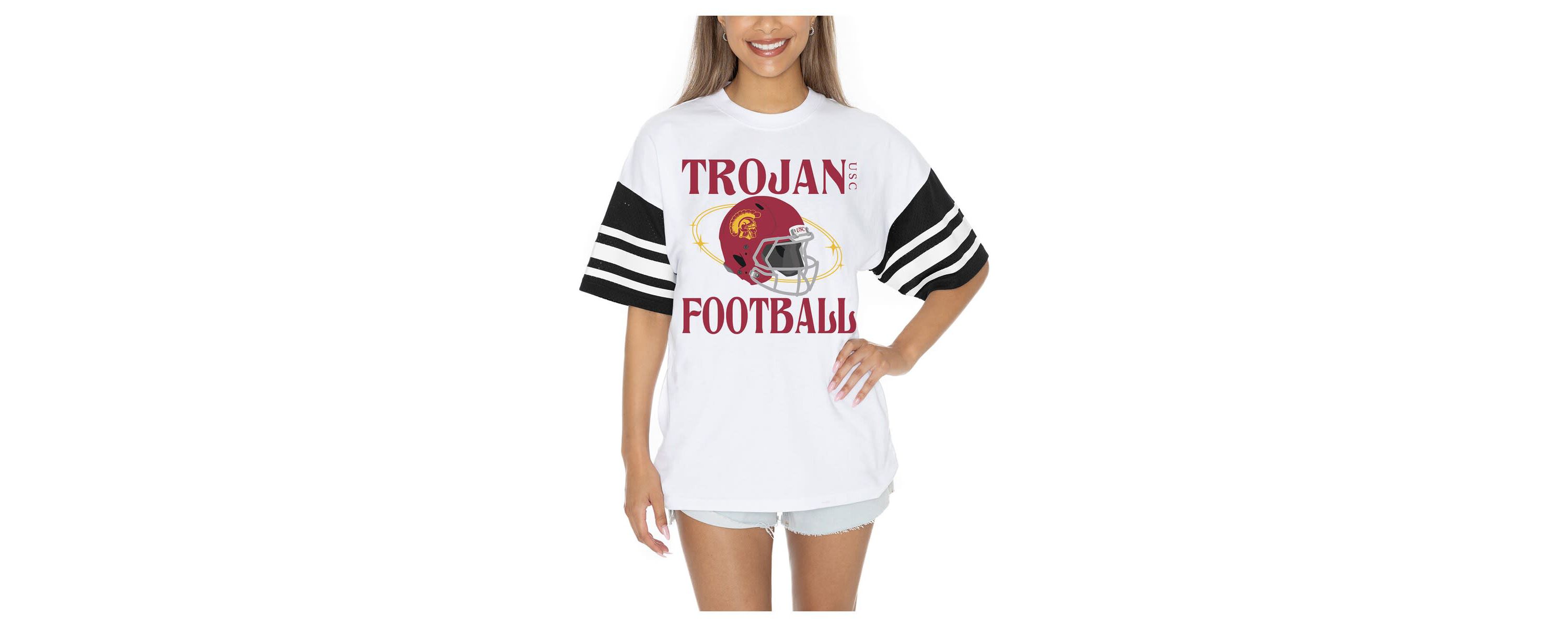 NCAA USC Trojans Starting Lineup Contrast Sporty Oversized T-Shirt