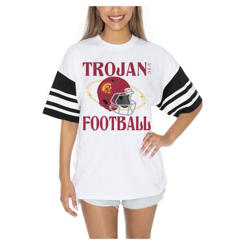 NCAA USC Trojans Starting Lineup Contrast Sporty Oversized T-Shirt