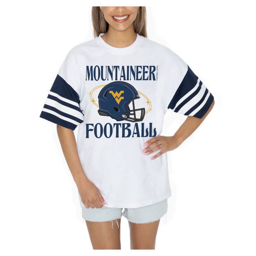 NCAA West Virginia Mountaineers Starting Lineup Contrast Sporty Oversized T-Shirt