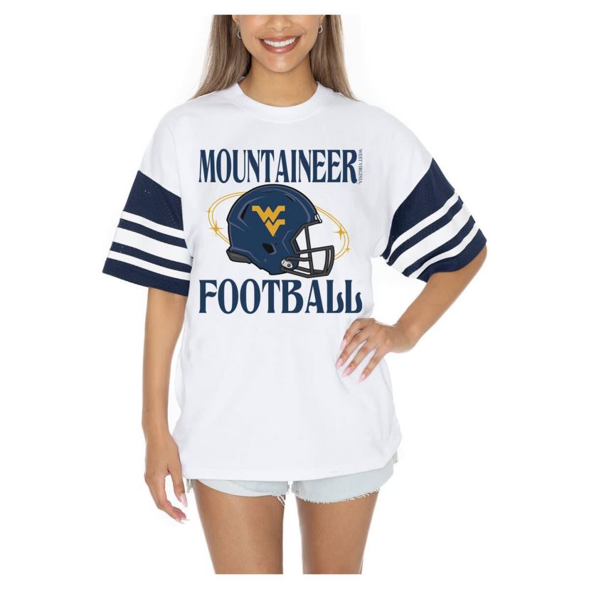 NCAA West Virginia Mountaineers Starting Lineup Contrast Sporty Oversized T-Shirt