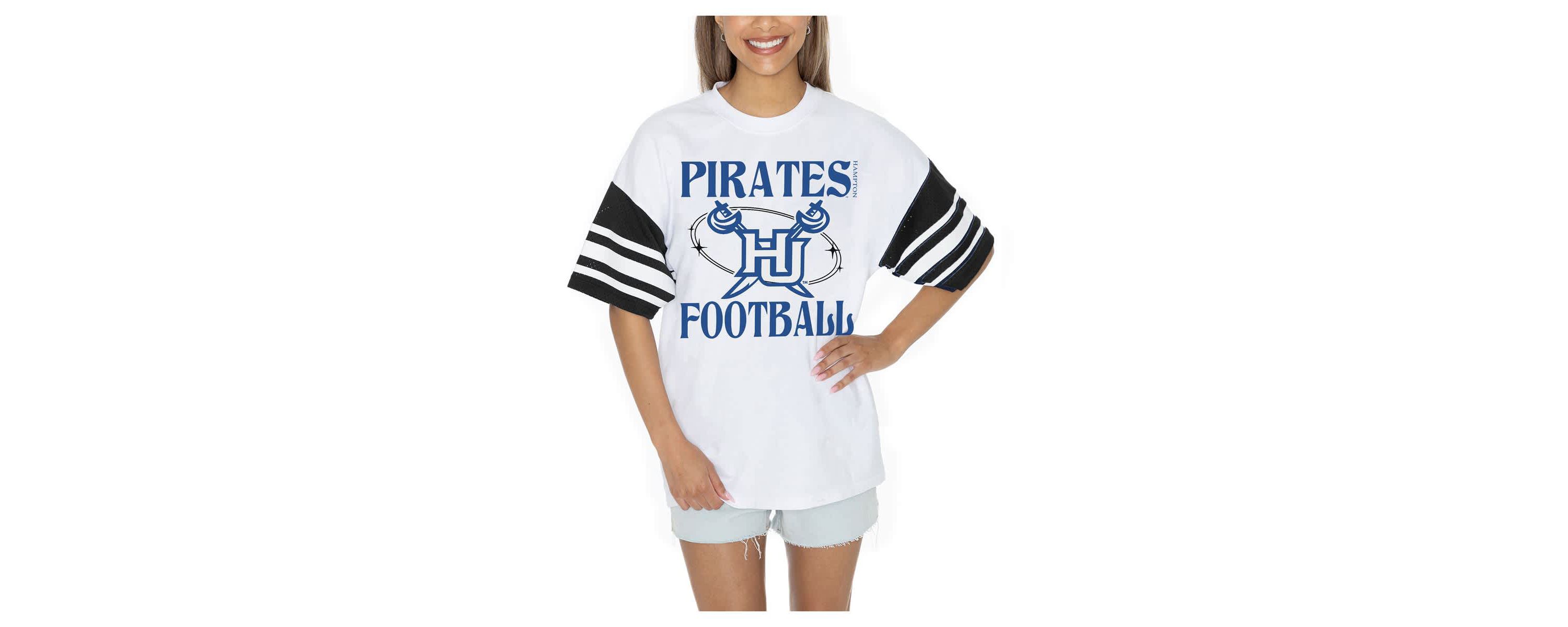 NCAA Hampton Pirates Starting Lineup Contrast Sporty Oversized T-Shirt
