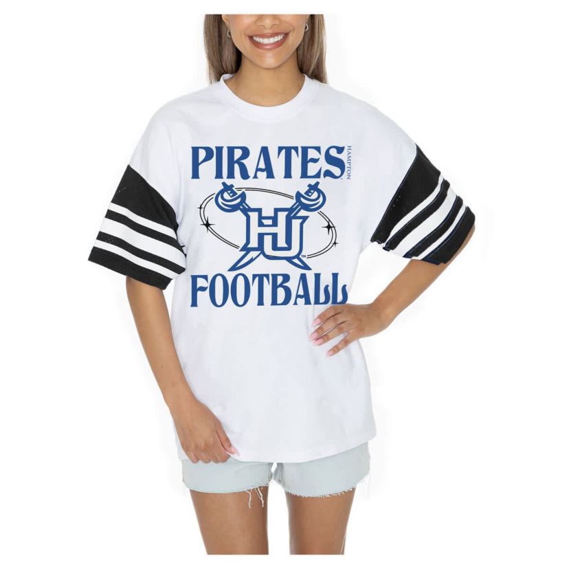 NCAA Hampton Pirates Starting Lineup Contrast Sporty Oversized T-Shirt