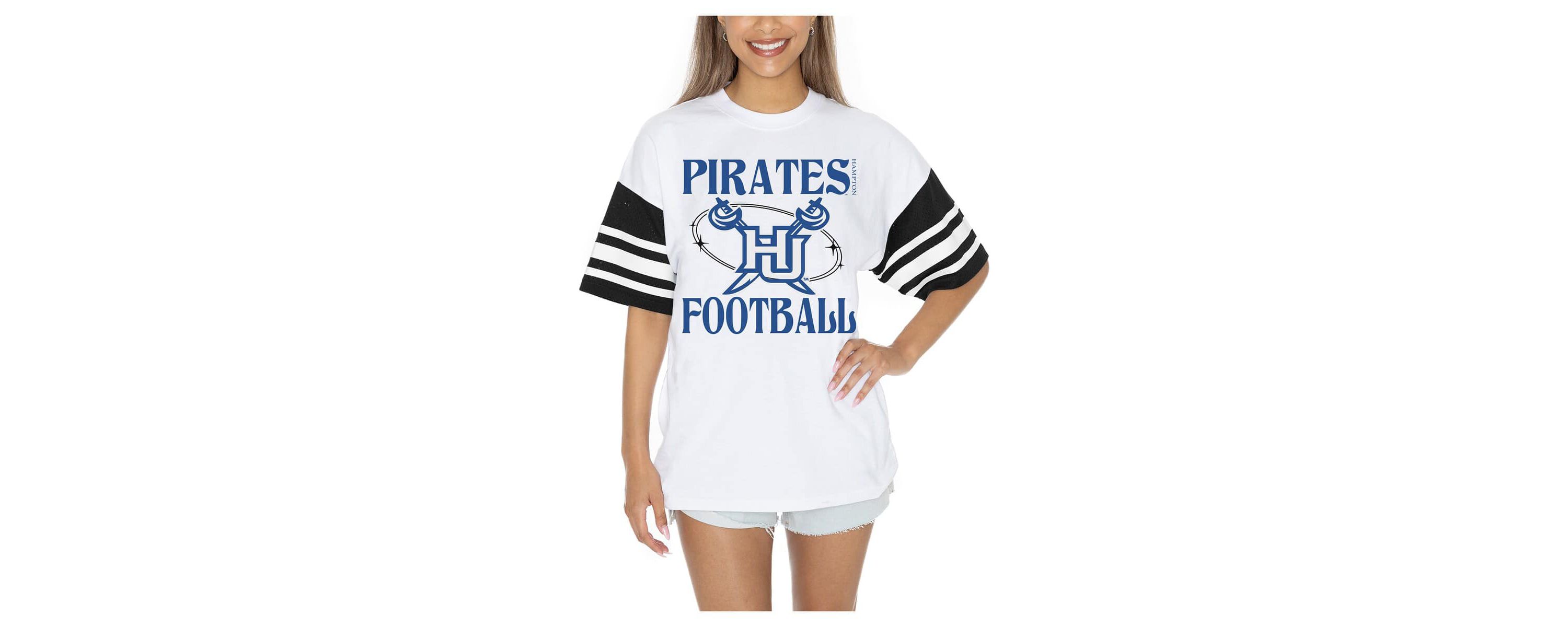 NCAA Hampton Pirates Starting Lineup Contrast Sporty Oversized T-Shirt